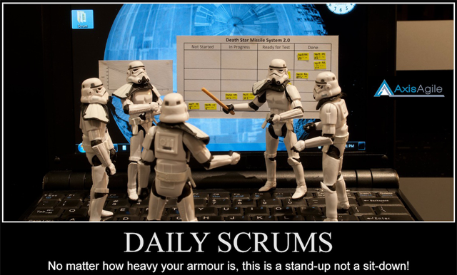 Daily standup meetings are called that because they are short and informal, often not even sitting down.